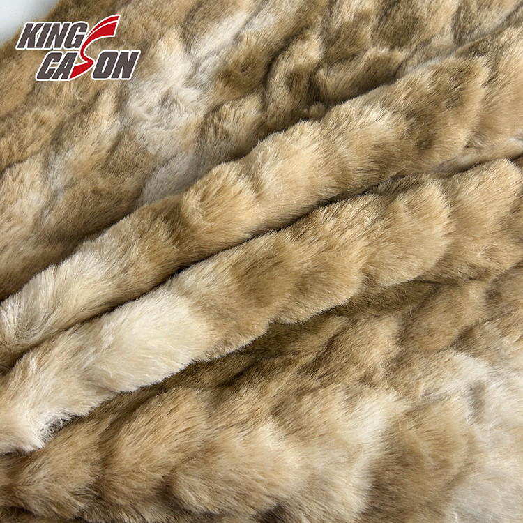 Kingcason Brown Tie Dyeing Twist Faux Rabbit Fur Fabric