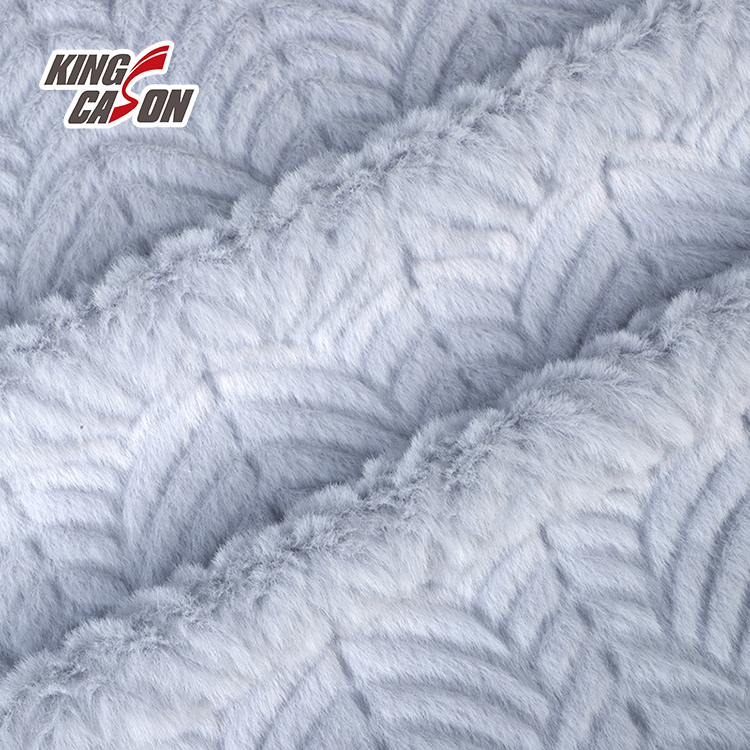 Kingcason Blue Embossed Blanekt Fur Fabric