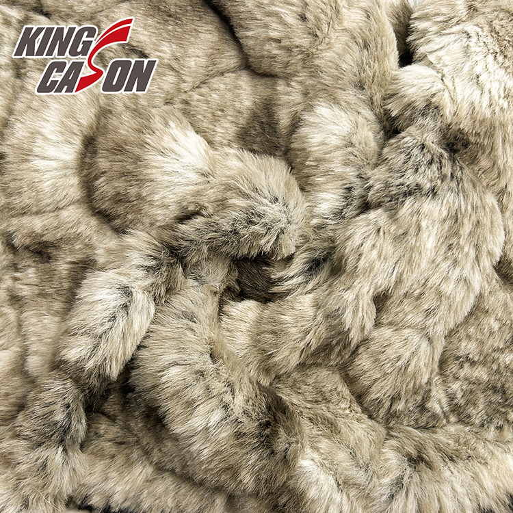 Kingcason Fashion Brown Back Printing 1cm Rabbit Fake Fur Fabric