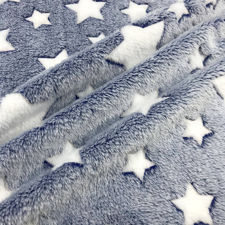 Star Print Glow in The Dark Flannel Fleece Fabric 