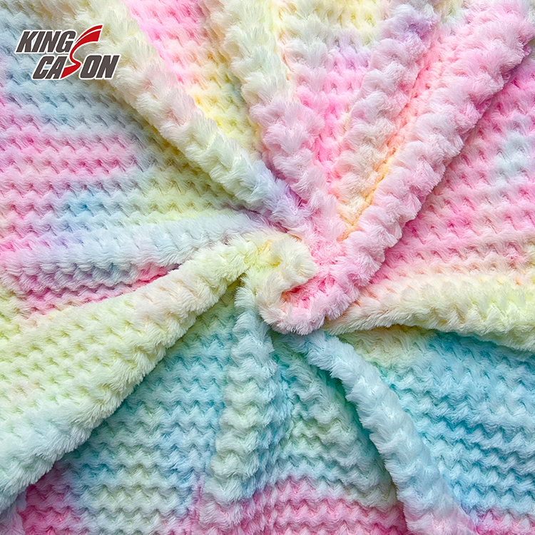 Kingcason Rainbow Tie Dyeing 5mm Jacquard Rabbit Faux Fur
