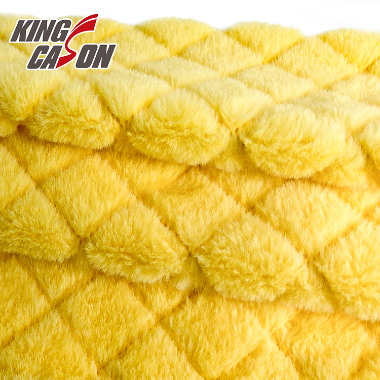 Kingcason Yellow Quilted Rabbit Faux Fur Fabric