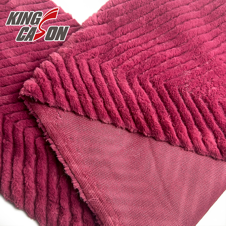 Kingcason Rose Red 10mm Jacquard Faux Fur Fabric